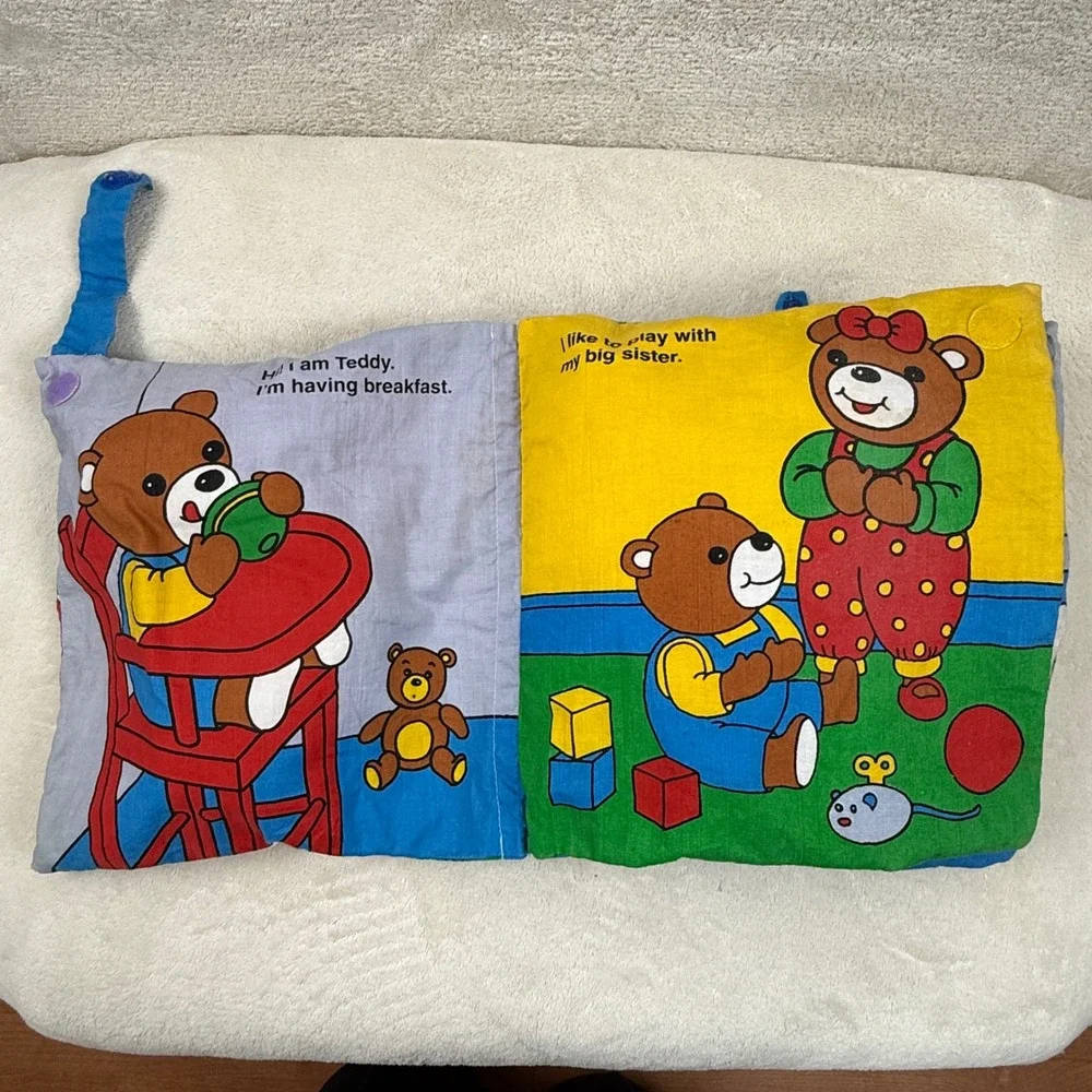 Baby's First Book Club Teddy's Day Soft Cloth‎ Book Infant Toddler Toy